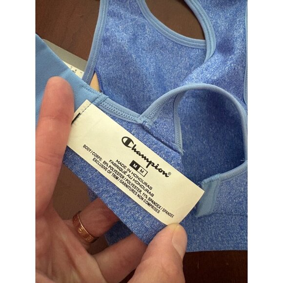 Champion NWT Stretch Jersey Racerback Sports Bra in Light Blue Size Medium - Picture 8 of 8
